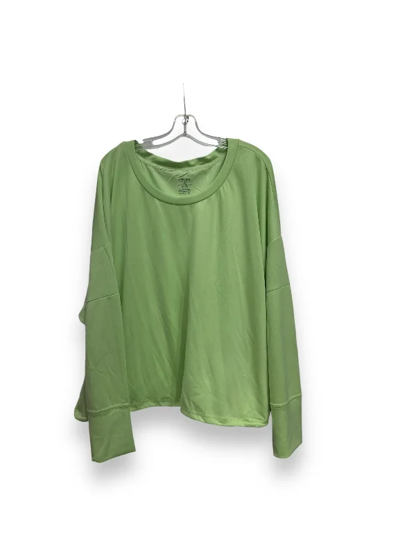 loose fit short sleeve workout shirt -Athletic Top Long Sleeve Collar By Nine West In Green, Size: 3x