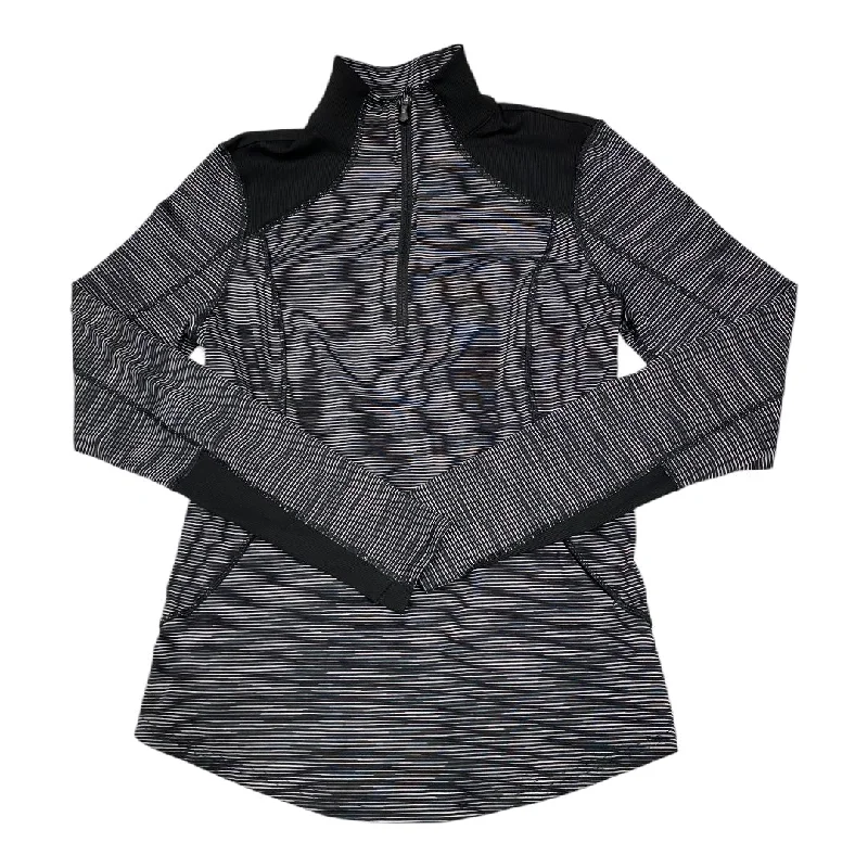 short sleeve shirt with fashionable prints -Athletic Top Long Sleeve Collar By Tek Gear In Black & Grey, Size: M