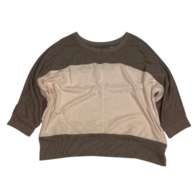 loose fit short sleeve t-shirt for everyday use -Athletic Top Long Sleeve Crewneck By Tahari By Arthur Levine In Brown & Pink, Size: Xl