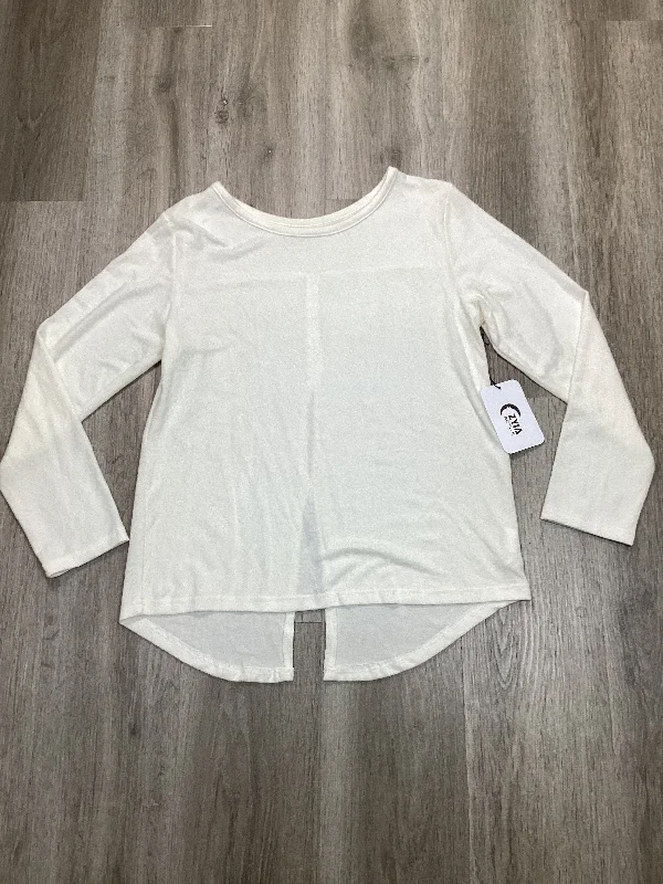 trendy short sleeve shirt for relaxed vibes -Athletic Top Long Sleeve Crewneck By Zyia In Cream, Size: Xl