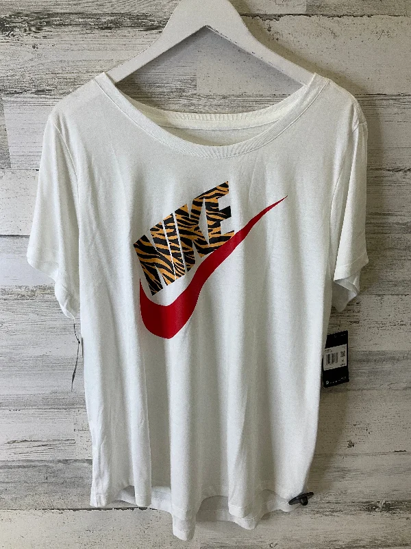 short sleeve t-shirt for light exercise -Athletic Top Short Sleeve By Nike Apparel In White, Size: 1x