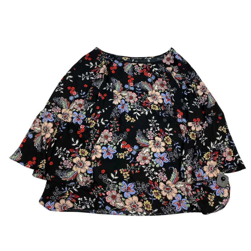 short sleeve shirt with vibrant designs -Blouse 3/4 Sleeve By Zac And Rachel In Black, Size: 3x