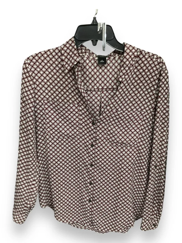 short sleeve polo for casual workwear -Blouse Long Sleeve By Ann Taylor In Geometric Pattern, Size: M