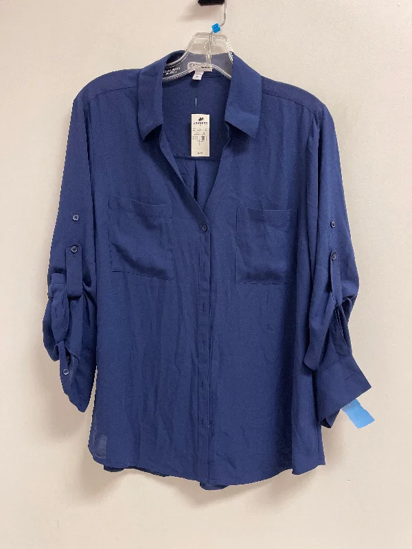 short sleeve t-shirt for casual Fridays -Blouse Long Sleeve By Express In Blue, Size: L