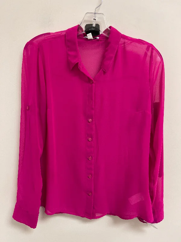 short sleeve shirt with vibrant designs -Blouse Long Sleeve By Express In Pink, Size: S