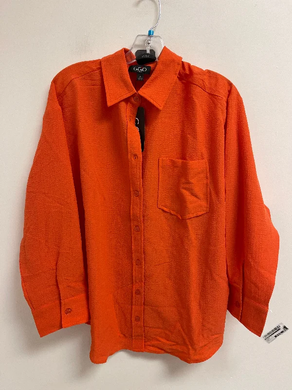 short sleeve top for hot summer days -Blouse Long Sleeve By Gigio In Orange, Size: S