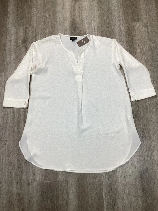 fashionable short sleeve shirt for everyday wear -Blouse Long Sleeve By J. Jill In White, Size: S