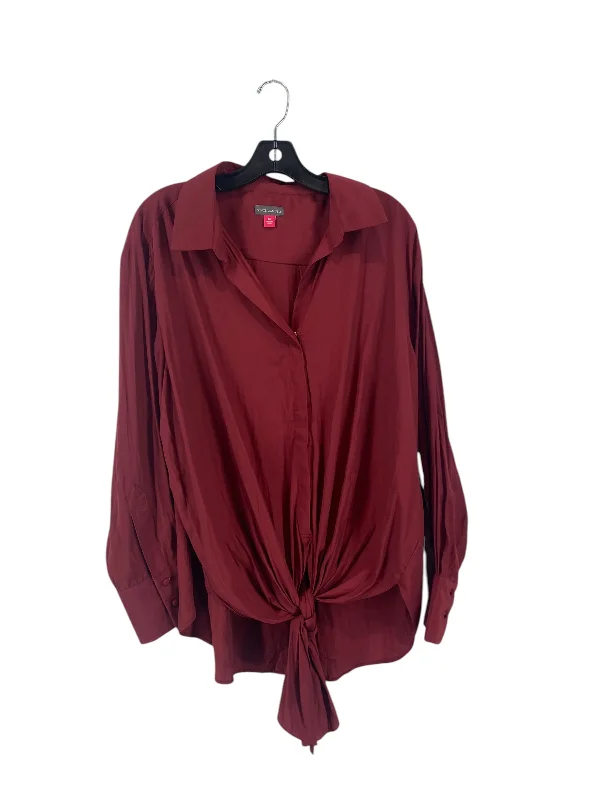 relaxed fit short sleeve shirt for men -Blouse Long Sleeve By Vince Camuto In Red, Size: Xl