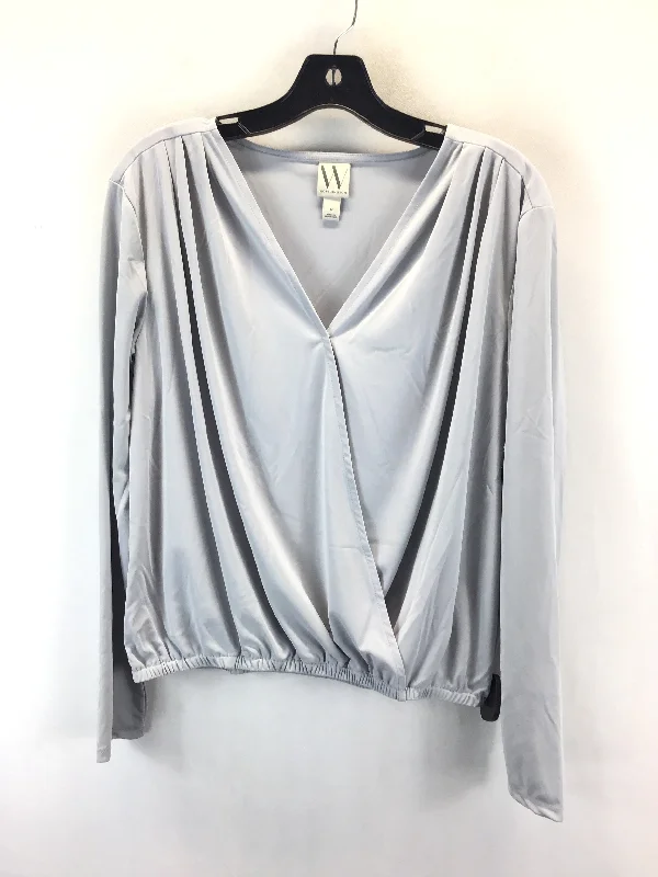 casual short sleeve t-shirt for hanging out -Blouse Long Sleeve By Worthington In Grey, Size: M