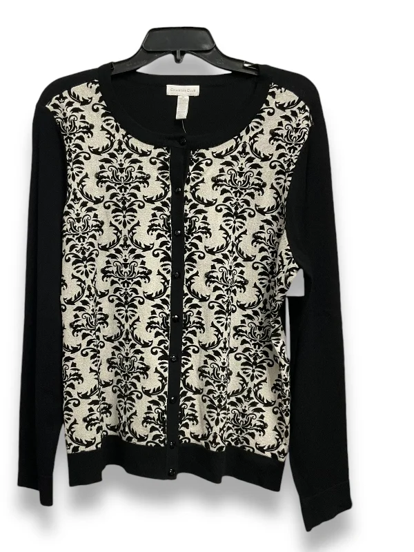 short sleeve t-shirt with modern graphics -Cardigan By Charter Club In Black & Silver, Size: Xl