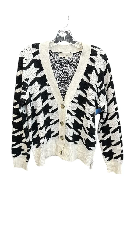 soft cotton short sleeve t-shirt for everyday wear -Cardigan By Loft In Black & White, Size: L