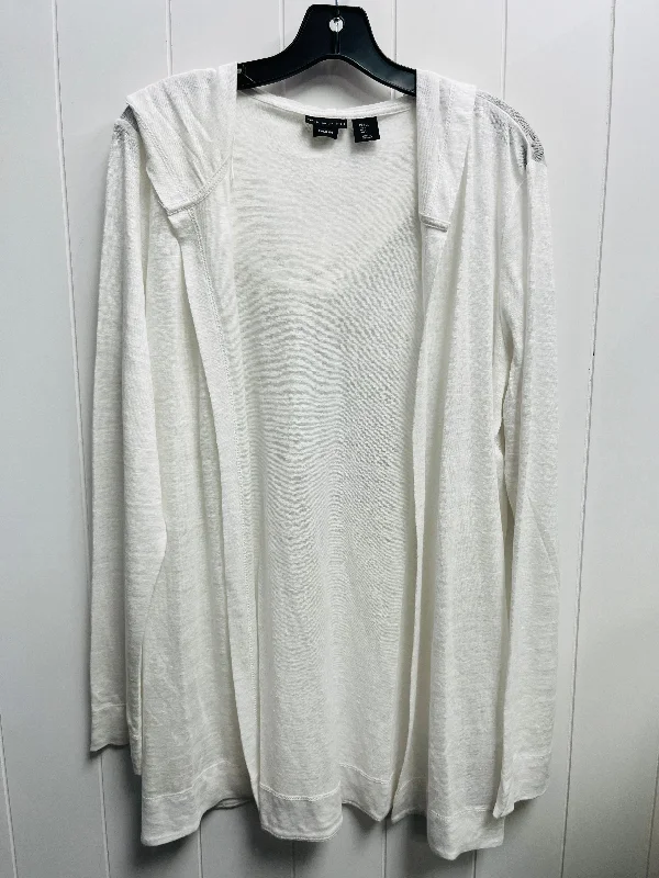 summer short sleeve t-shirt for gym -Cardigan By Tahari By Arthur Levine In White, Size: L