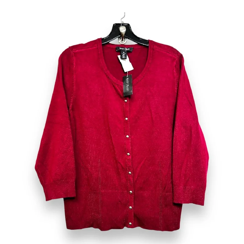 short sleeve t-shirt for light outdoor activity -Cardigan By White House Black Market In Red, Size: Xl