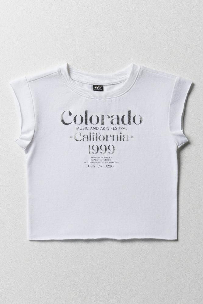 summer-ready graphic short sleeve t-shirt -Colorado Fitted Baby T-Shirt White