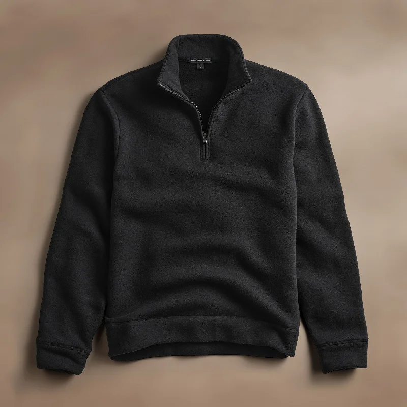 short sleeve t-shirt for cold weather layering -Cozy Half Zip - Black