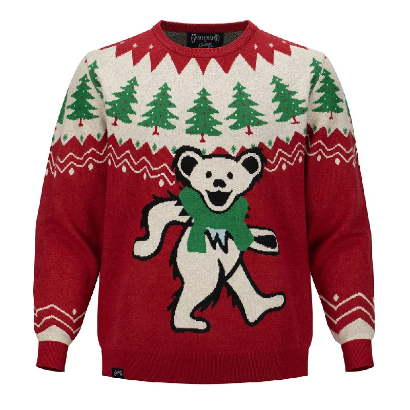 wool sweater with pocket-Grateful Dead | Crewneck Holiday Sweater | Winter Bear Red