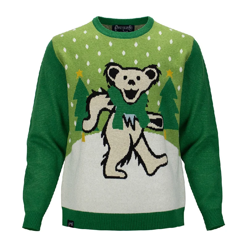 black wool sweater for men-Grateful Dead | Crewneck Holiday Sweater | Winter Bear