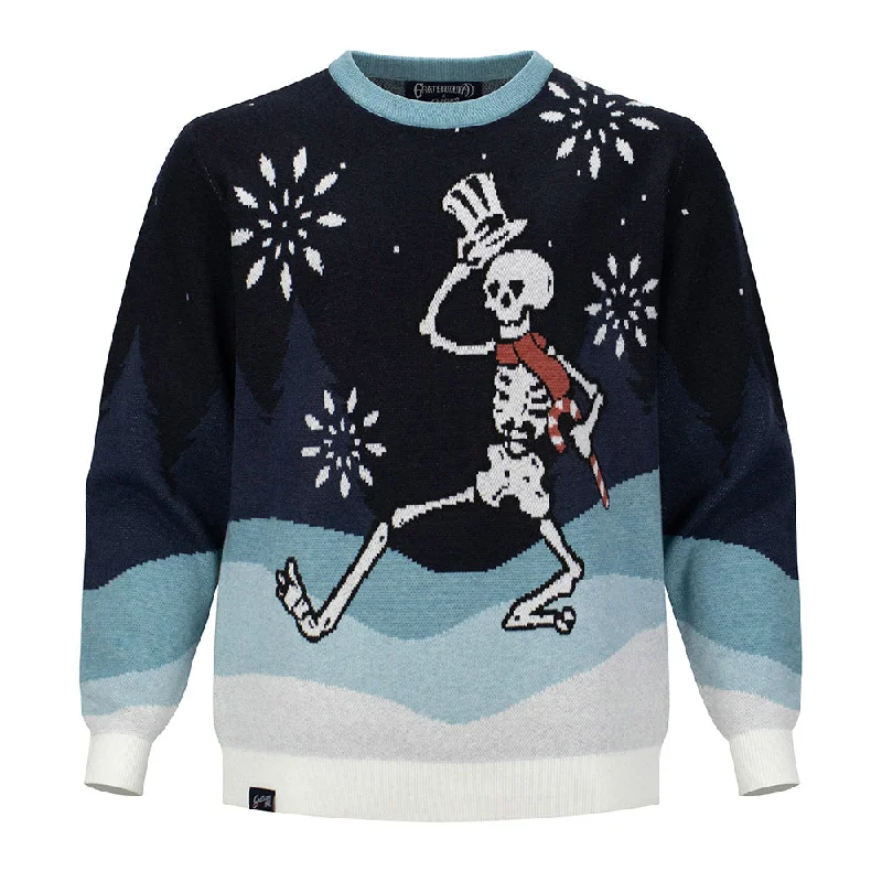 knitted sweater for casual days-Grateful Dead | Crewneck Holiday Sweater | Winter Dancing Skeleton