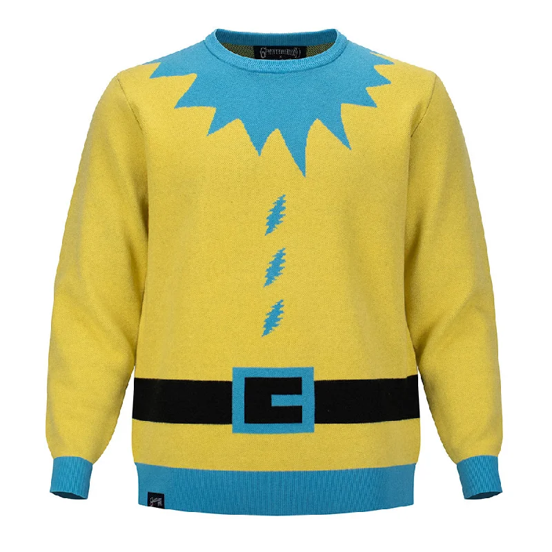 men's green sweater-Grateful Dead | Regular Sweater | Bolt in Blue & Yellow