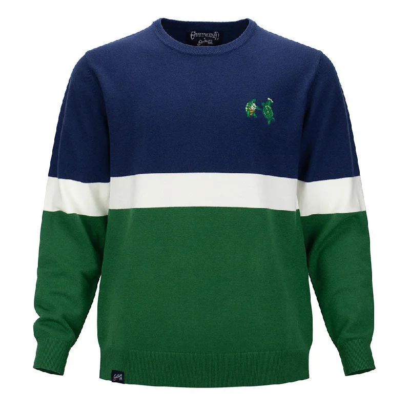 men's wool sweater with hood-Grateful Dead | Regular Sweater | Turtles Navy, White & Green Stripes