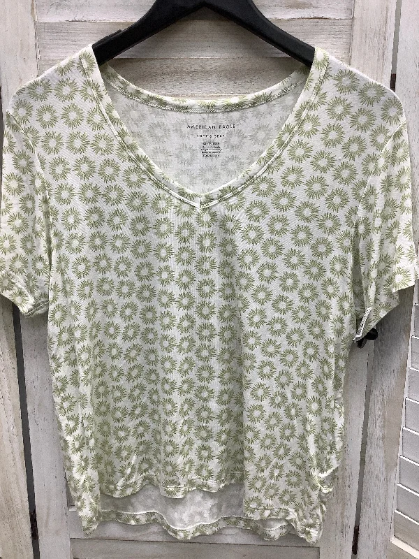 loose fit short sleeve t-shirt for everyday use -Green & White Top Short Sleeve Basic American Eagle, Size Xs