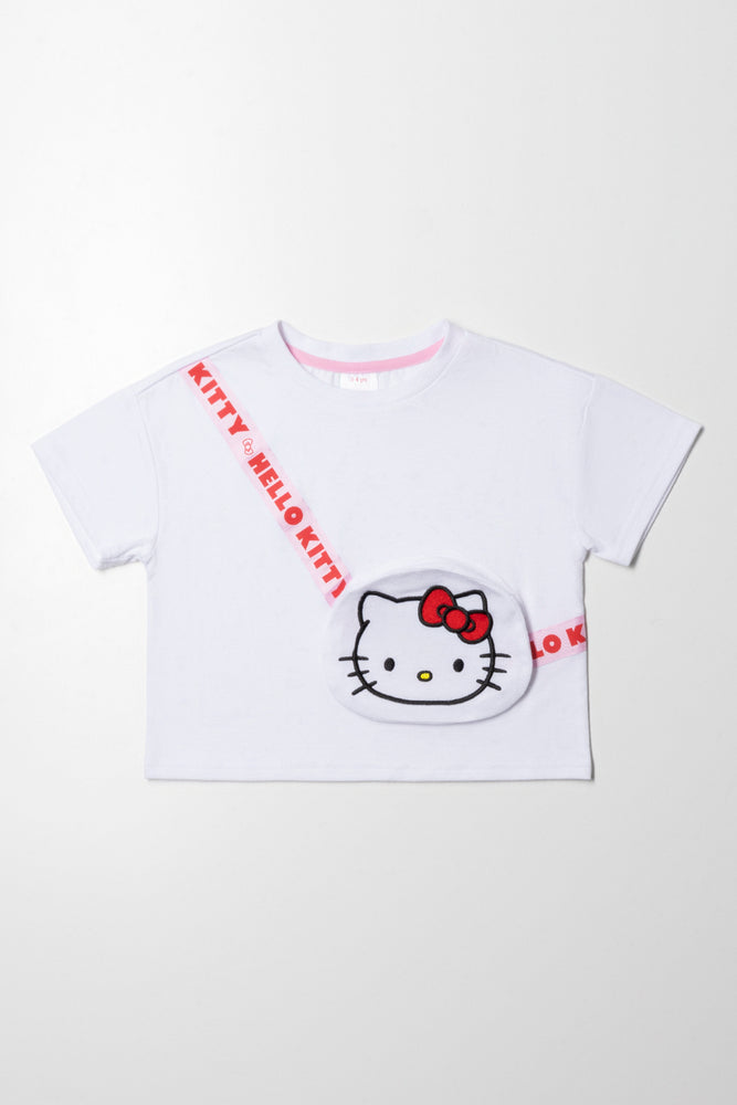 summer short sleeve shirt for daily wear -Hello Kitty Bag  Top White