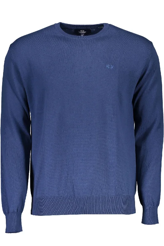 wool sweater with elbow patches-La Martina Elegant Crew-Neck Embroide Men's Sweater