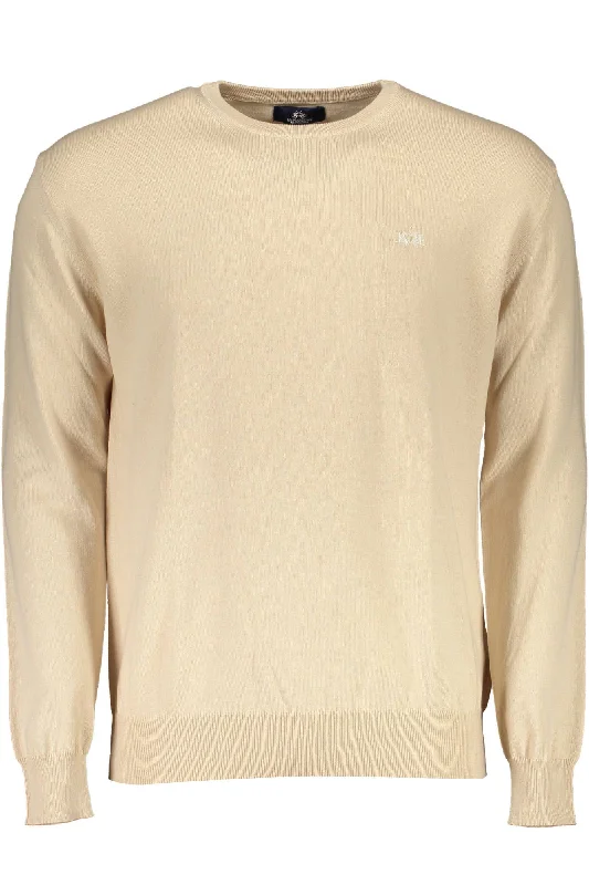 warm sweater for layering-La Martina  Round Neck Embroide Men's Sweater