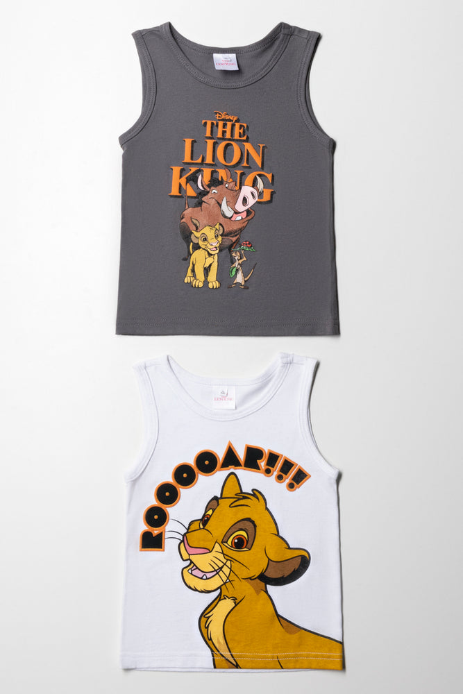 classic short sleeve button-down shirt -Lion King 2 Pack Sleeveless T-Shirts White And Dark Grey