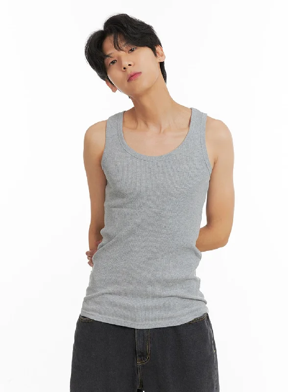 summer short sleeve t-shirt for running -Men's Basic Slim Fit Tank Top IA401