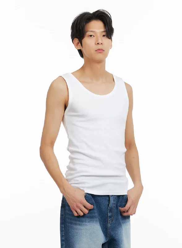 breathable short sleeve t-shirt for men -Men's Basic U Neck Tank Top IA402