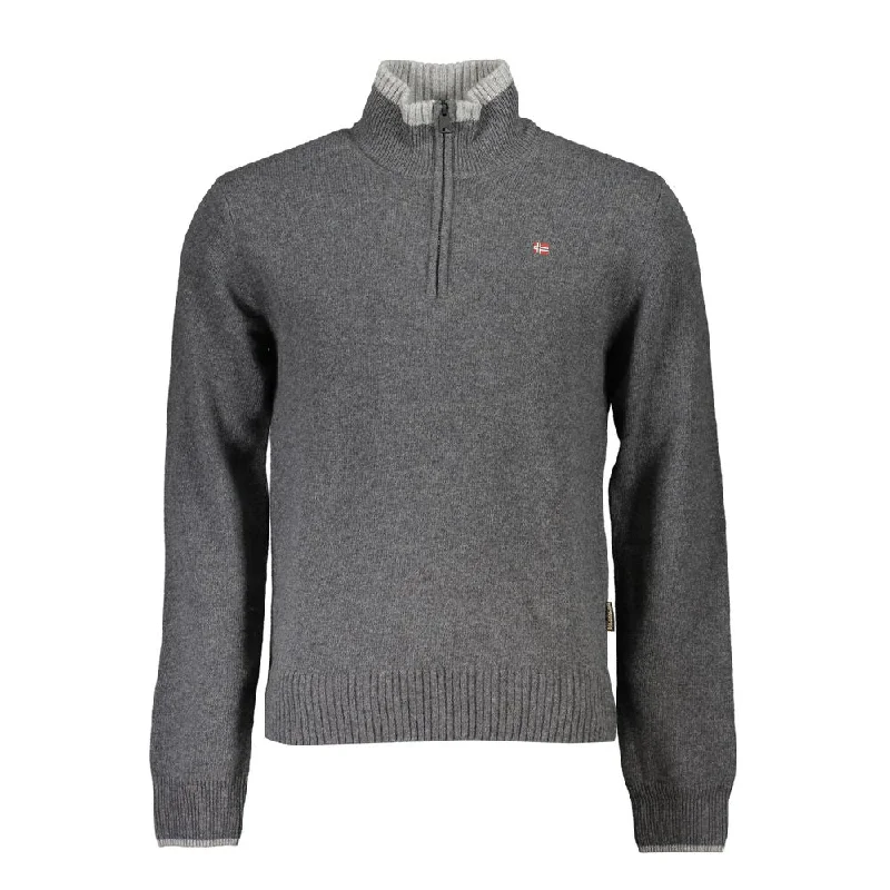 pullover sweater for cold weather-Napapijri Elegant  Half Zip Sweater with Bold Men's Accents