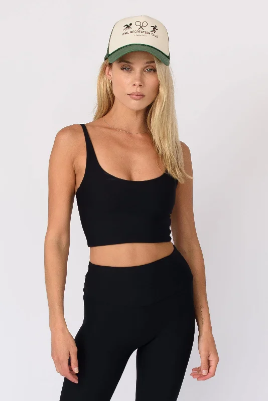 soft short sleeve top for leisure -Paige Crop - Black