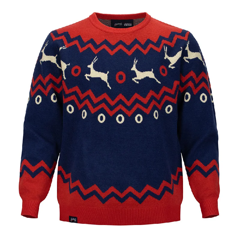 men's thick sweater-Phish | Holiday Sweater | Antelope Donut Navy Red