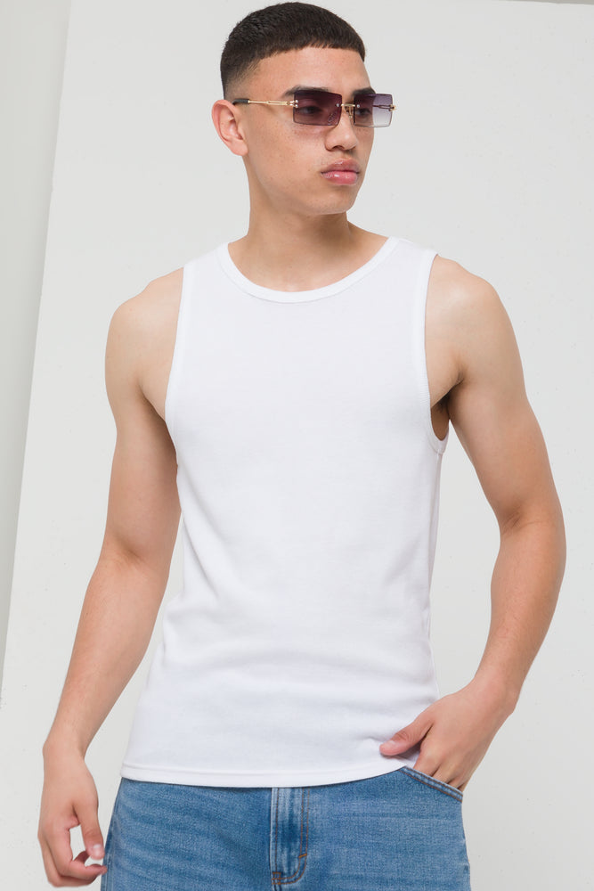 trendy graphic t-shirt for school -Rib vest white