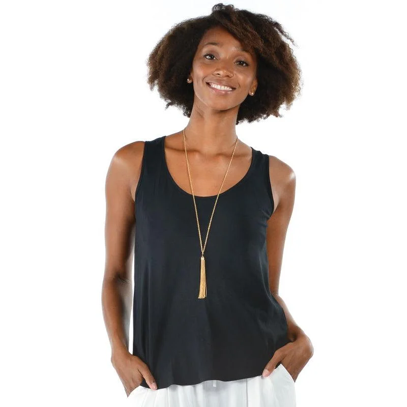 casual short sleeve t-shirt for business meetings -Solid Tank Top - Black