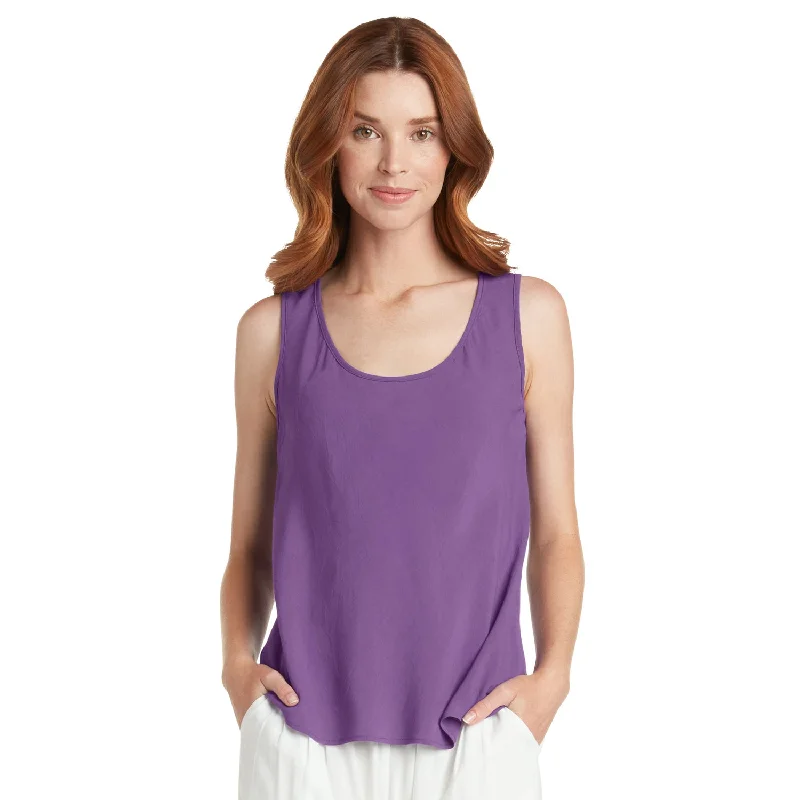 simple short sleeve shirt for casual Fridays -Solid Tank Top - Plum