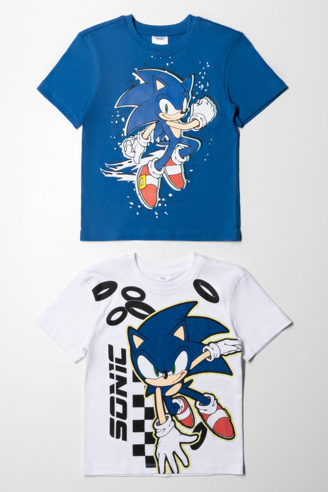 colorful short sleeve shirt for vacation -Sonic 2 Pack T-Shirt White