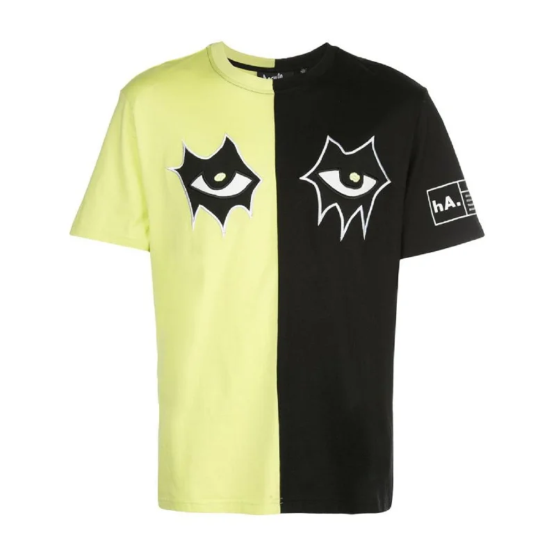 simple short sleeve shirt for casual Fridays -SPLIT IN HALF SIGNATURE EYES TEE BLACK/YELLOW