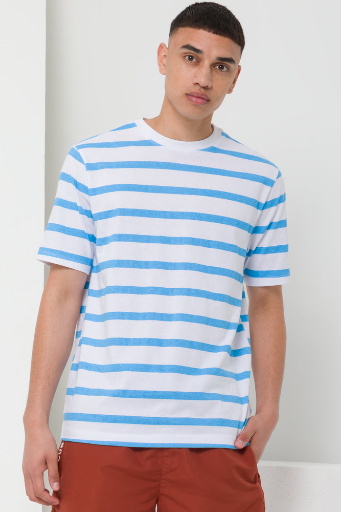 short sleeve t-shirt for cold weather layering -Strip T-Shirt White