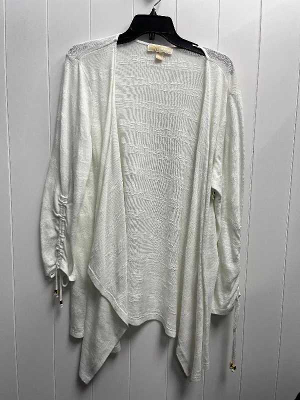 trendy short sleeve top for casual occasions -Sweater Cardigan By Michael By Michael Kors In White, Size: Xl