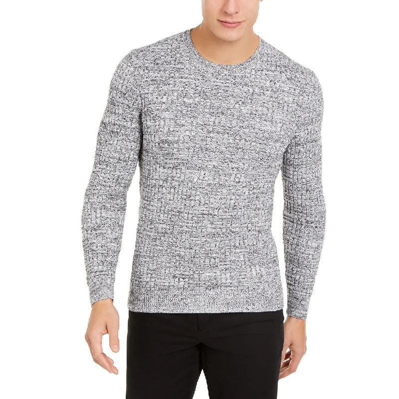 sweater for casual evening wear-Tasso Elba Men's Basket Weave Crewneck Sweater Dark Gray Size Large