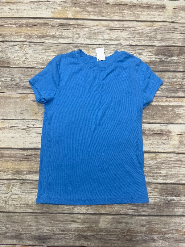 relaxed short sleeve shirt for work -Top Short Sleeve Basic By A New Day In Blue, Size: L