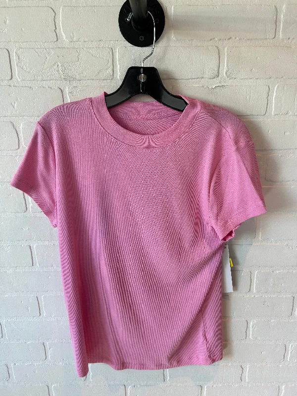 summer short sleeve t-shirt for gym -Top Short Sleeve Basic By A New Day In Pink, Size: L