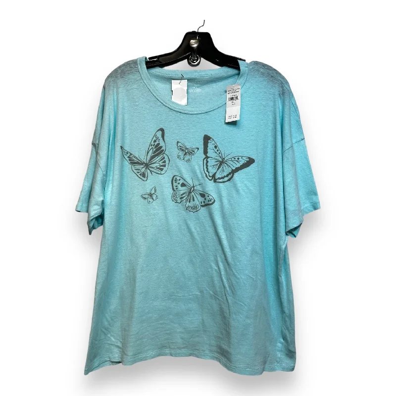 trendy short sleeve graphic t-shirt -Top Short Sleeve Basic By American Eagle In Blue, Size: L