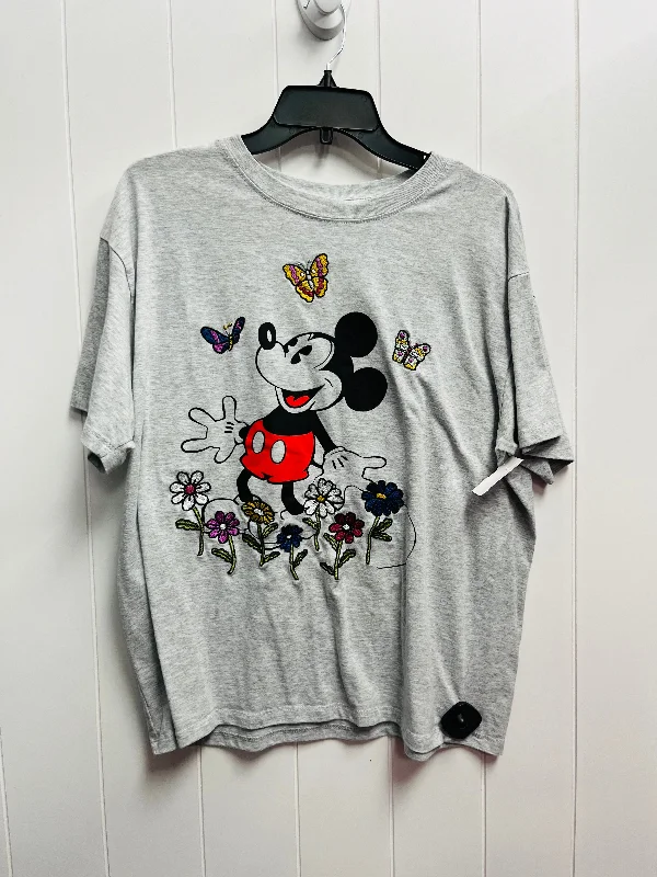 fashionable loose short sleeve shirt -Top Short Sleeve Basic By Disney Store In Grey, Size: Xl