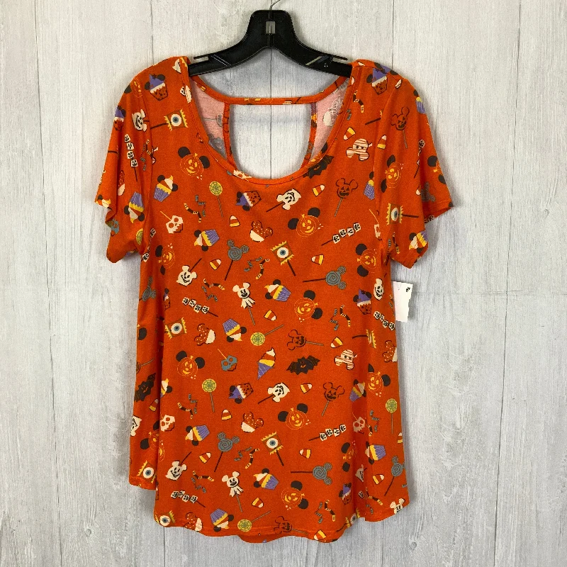 colorful short sleeve shirt for women -Top Short Sleeve Basic By Disney Store In Orange, Size: M