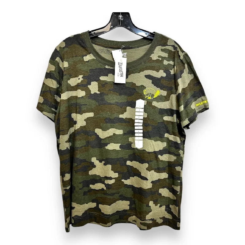 summer short sleeve t-shirt for running -Top Short Sleeve Basic By Duluth Trading In Camouflage Print, Size: L