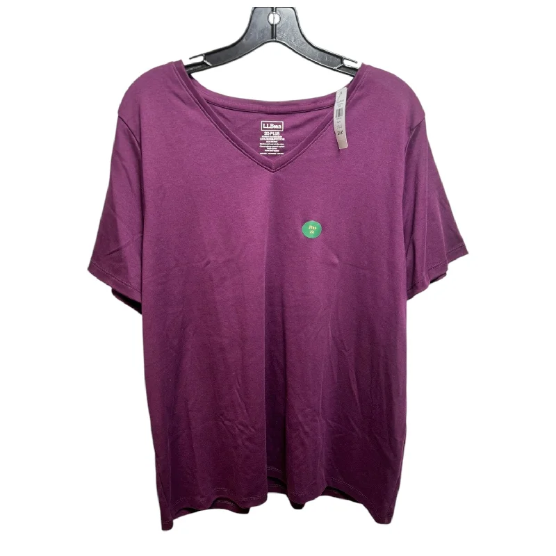 graphic short sleeve shirt with slogans -Top Short Sleeve Basic By L.l. Bean In Purple, Size: 2x