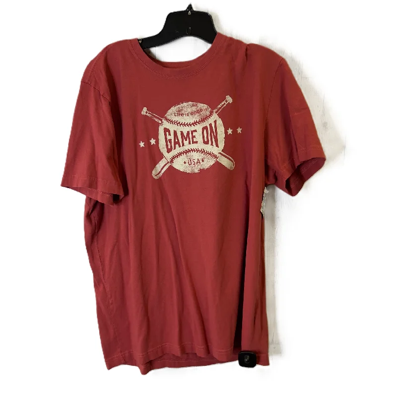 soft cotton short sleeve t-shirt for everyday wear -Top Short Sleeve Basic By Life Is Good In Red, Size: L